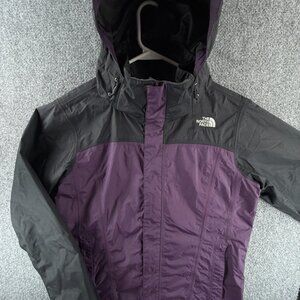 The North Face Hyvent Jacket Women Medium Full Zip Coat Hooded Purple Nylon
